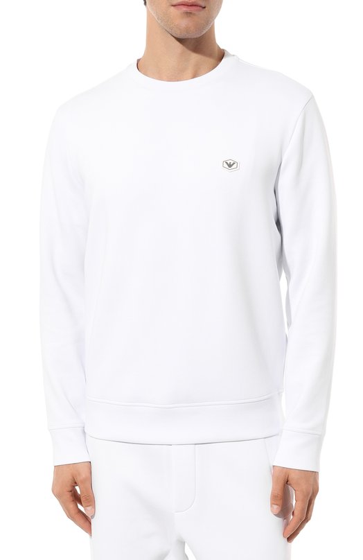 Хлопковый свитшот Emporio Armani 8N1MD1/1JHSZ Белый  8N1MD1/1JHSZ Фото 3