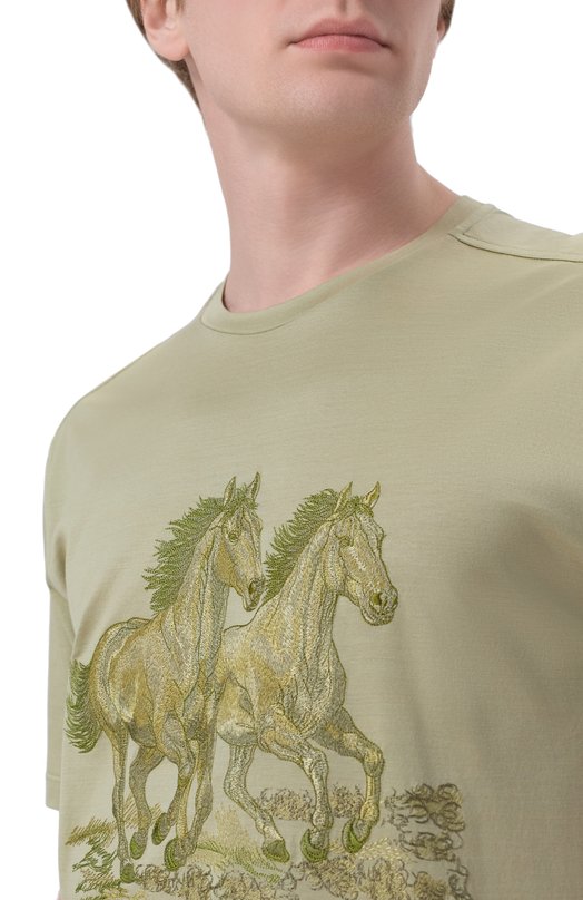 Хлопковая футболка Stefano Ricci MNH6205360/TE0001 Зелёный  MNH6205360/TE0001 Фото 5