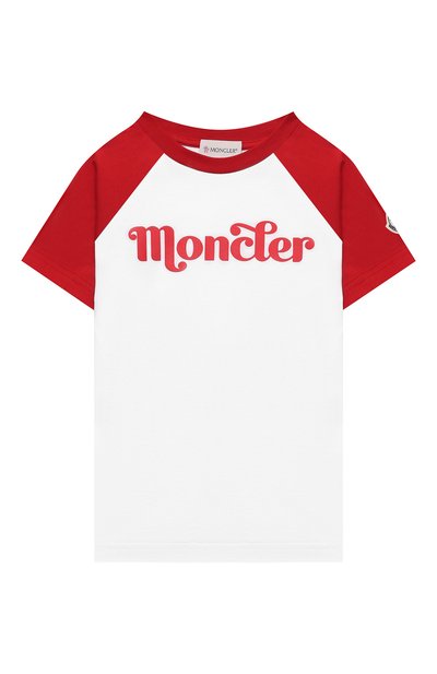 Комплект из футболки и шорт MONCLER красного цвета по цене 23450 руб., арт. G1-954-8M747-20-83907/12-14A, фото 2 Комплект из футболки и шорт MONCLER, арт. G1-954-8M747-20-83907/12-14A, фото 2