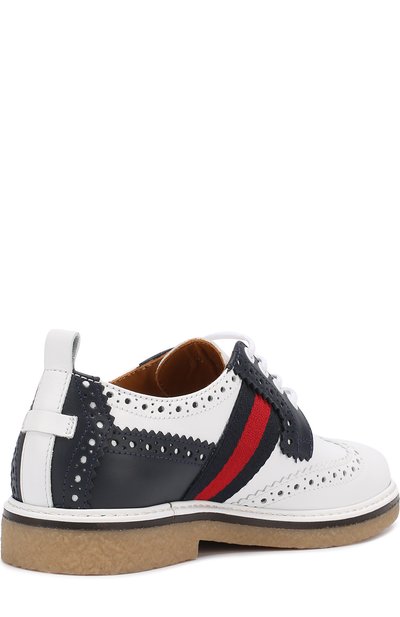 Кожаные дерби с брогированием GUCCI белого цвета по цене 25350 руб., арт. 433130/BMN70, фото 3 Кожаные дерби с брогированием GUCCI, арт. 433130/BMN70, фото 3