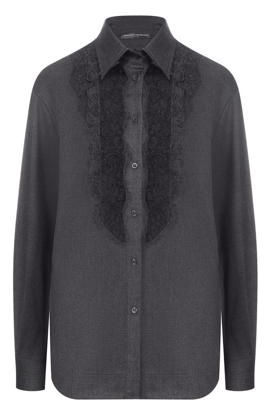 Рубашка из шерсти и вискозы Ermanno Scervino D474K304JWR Серый D474K304JWR