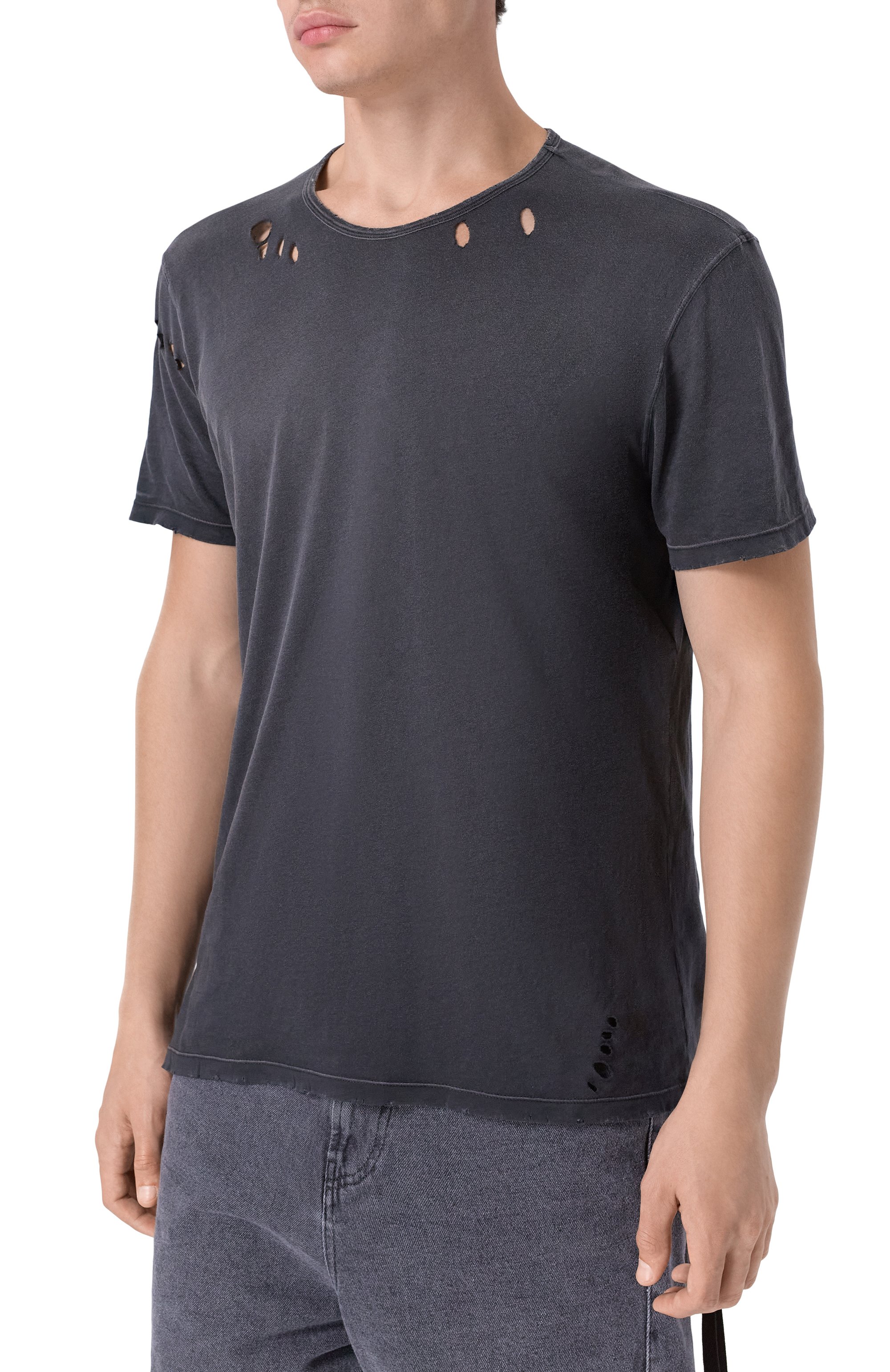 Хлопковая футболка ANN DEMEULEMEESTER темно-серого цвета по цене 49950 руб., арт. B0013414/FA638, фото 3 Хлопковая футболка ANN DEMEULEMEESTER, арт. B0013414/FA638, фото 3