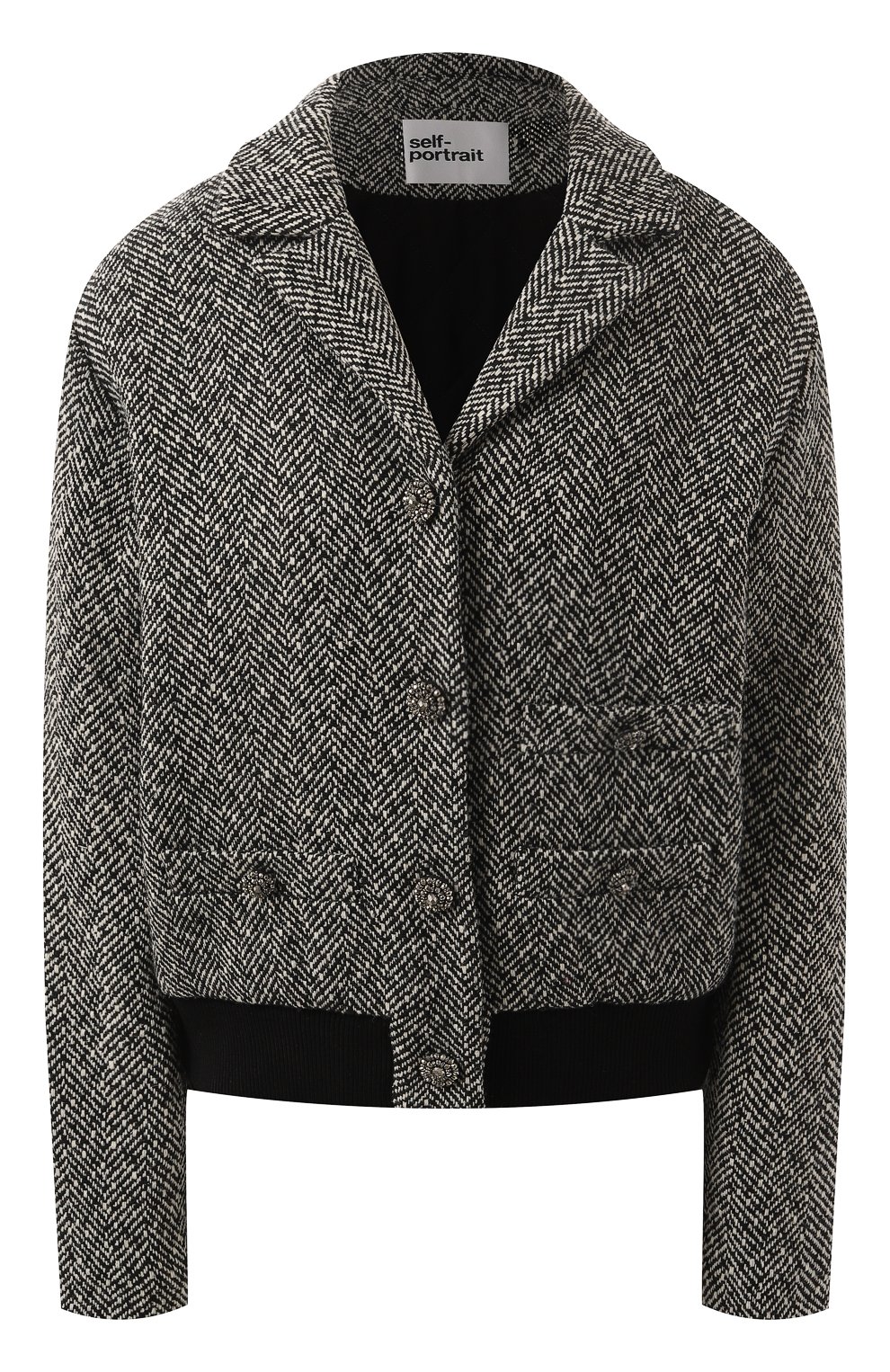Бомбер SELF-PORTRAIT темно-серого цвета по цене 73300 руб., арт. AW24-052J-B, фото 1 Бомбер SELF-PORTRAIT, арт. AW24-052J-B, фото 1