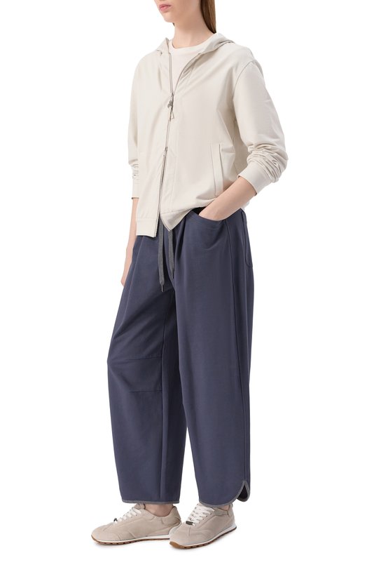 Хлопковые брюки Brunello Cucinelli MH827S0599 Синий  MH827S0599 Фото 2