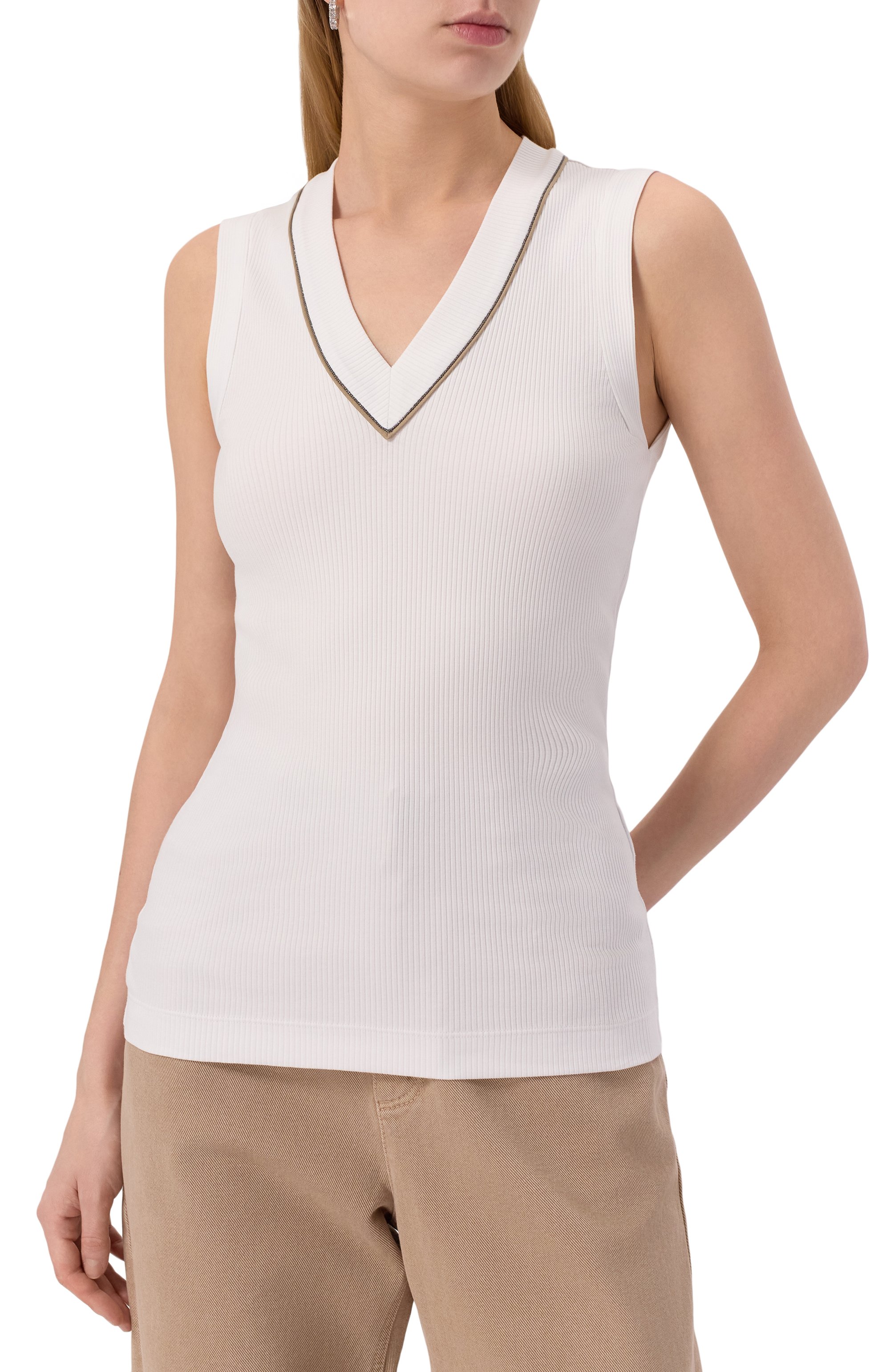 Хлопковый топ BRUNELLO CUCINELLI, арт. MG902FP312, фото 3