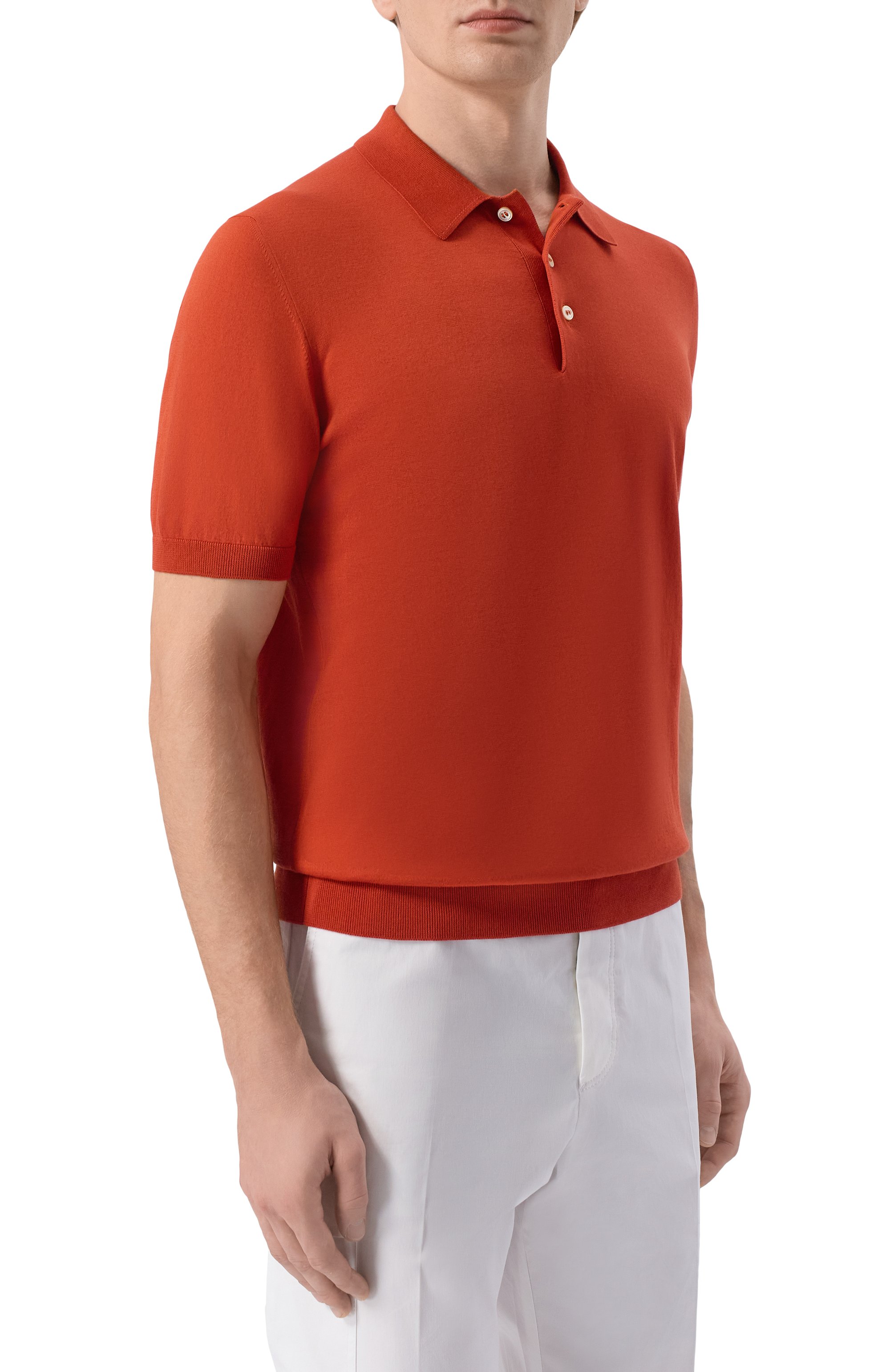 Хлопковое поло GRAN SASSO оранжевого цвета по цене 30850 руб., арт. 43156/20731, фото 3 Хлопковое поло GRAN SASSO, арт. 43156/20731, фото 3