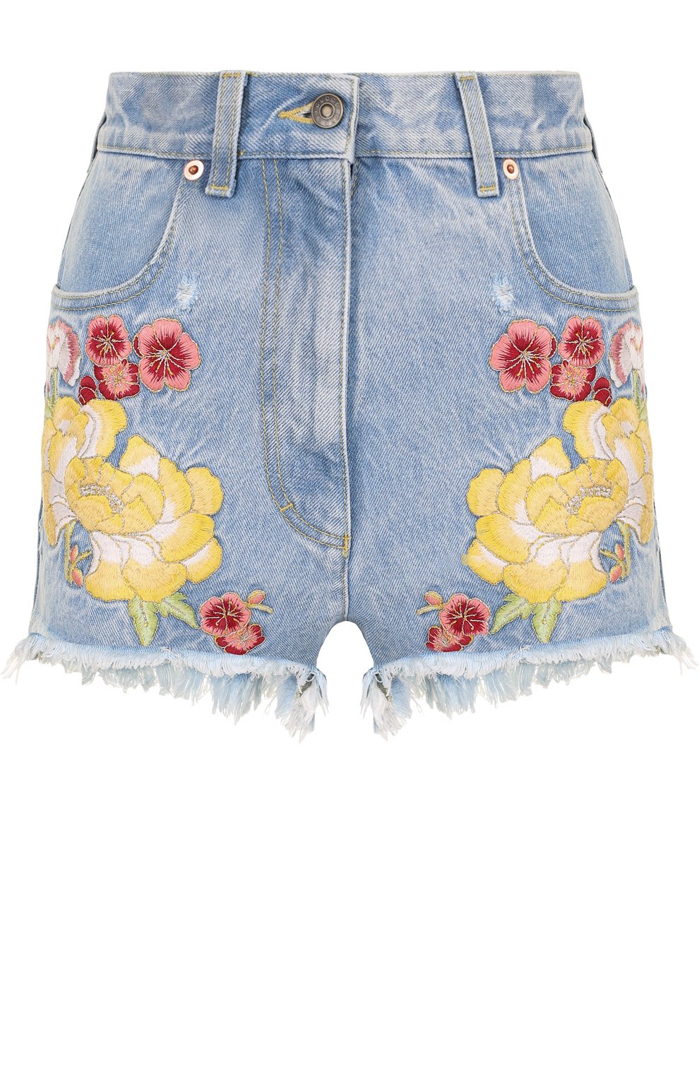 Джинсовые мини-шорты с контрастной вышивкой GUCCI, арт. 502779/XR959, фото 1