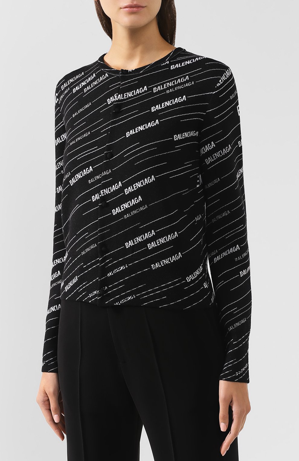Шерстяной кардиган BALENCIAGA черно-белого цвета по цене 69250 руб., арт. 555294/T1524, фото 3 Шерстяной кардиган BALENCIAGA, арт. 555294/T1524, фото 3