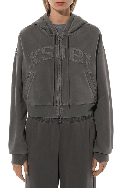 Хлопковая толстовка KSUBI серого цвета по цене 24000 руб., арт. WFA24FL003, фото 3 Хлопковая толстовка KSUBI, арт. WFA24FL003, фото 3