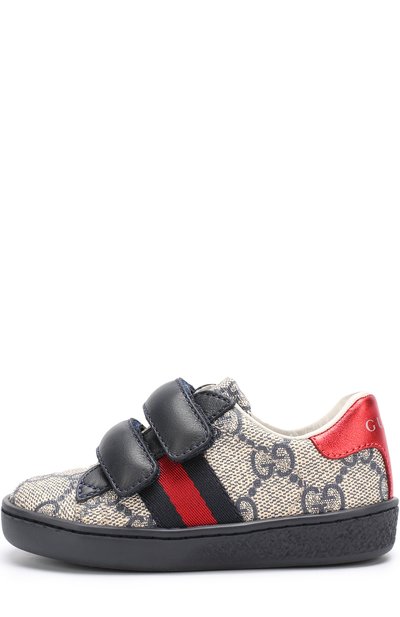 Текстильные кеды с контрастной отделкой и застежками велькро GUCCI, арт. 463088/9C220, фото 2