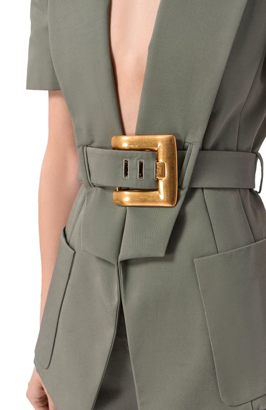 Хлопковый жакет Balmain GF0SB225/CG65 Хаки  GF0SB225/CG65 Фото 5