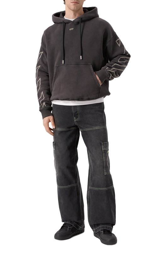Хлопковое худи Off-White 0MBB085S25FLE00P Серый  0MBB085S25FLE00P Фото 2