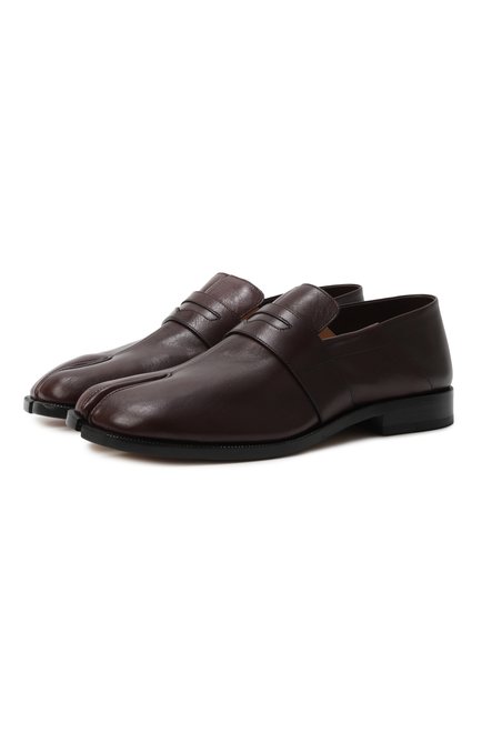 Женские кожаные пенни-лоферы tabi MAISON MARGIELA темно-коричневого цвета, арт. S39WR0021/P8158 | Фото 1 (Материал сплава: Проставлено; Драгоценные камни: Проставлено; Материал внешний: Натуральная кожа; Подошва: Плоская; Материал внутренний: Натуральная кожа; Каблук высота: Низкий)