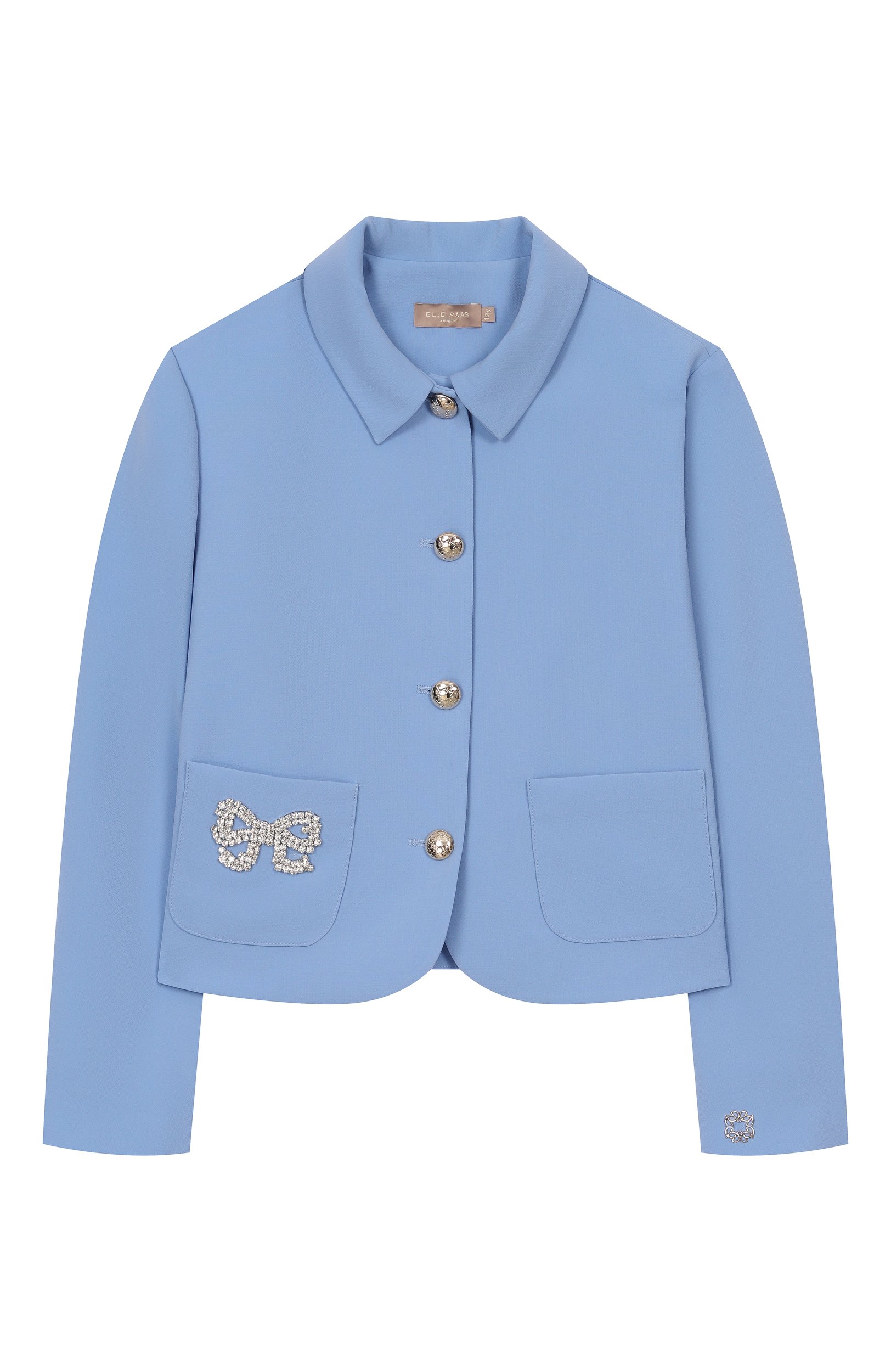 Жакет ELIE SAAB KIDS голубого цвета по цене 69950 руб., арт. EFGC024/TS0802_001, фото 1 Жакет ELIE SAAB KIDS, арт. EFGC024/TS0802_001, фото 1