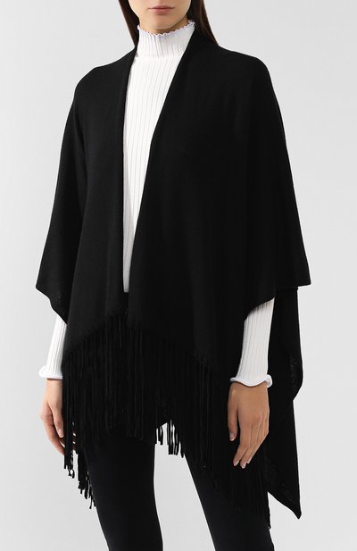 Пончо EMPORIO ARMANI черного цвета по цене 46950 руб., арт. 635608/9A350, фото 3 Пончо EMPORIO ARMANI, арт. 635608/9A350, фото 3