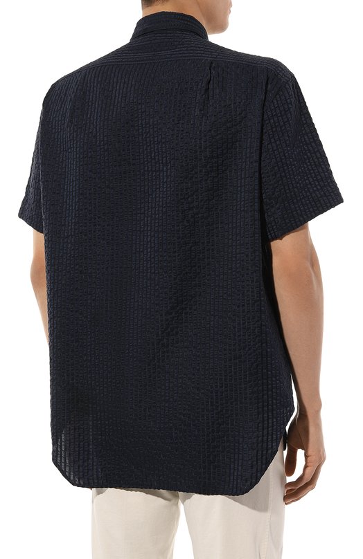 Рубашка из хлопка и шелка Giorgio Armani 4SGCC099/T04S7 Синий  4SGCC099/T04S7 Фото 4