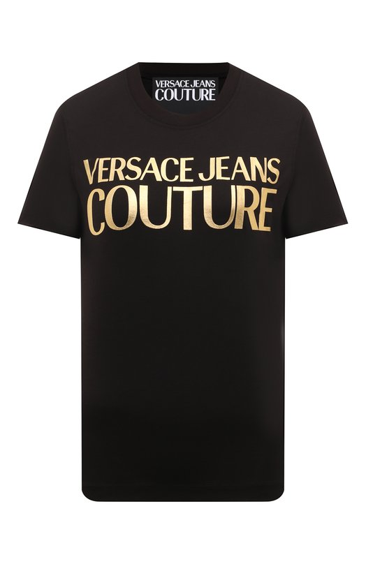 Хлопковая футболка Versace Jeans Couture 77HAHT01/CJ00T Чёрный 77HAHT01/CJ00T