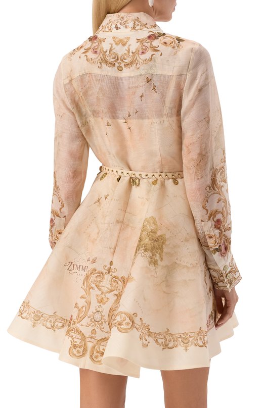 Платье изо льна и шелка Zimmermann 5368DF252 Бежевый  5368DF252 Фото 3