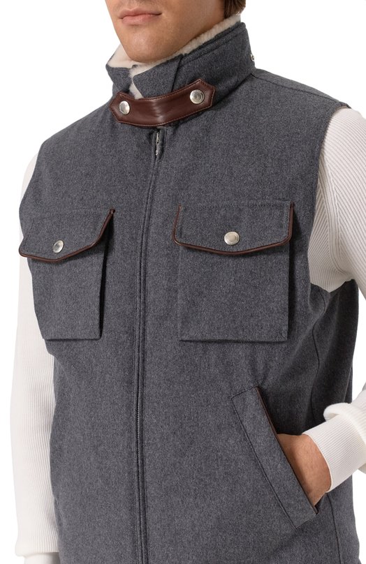 Шерстяной жилет Brunello Cucinelli MM4701646 Серый  MM4701646 Фото 5