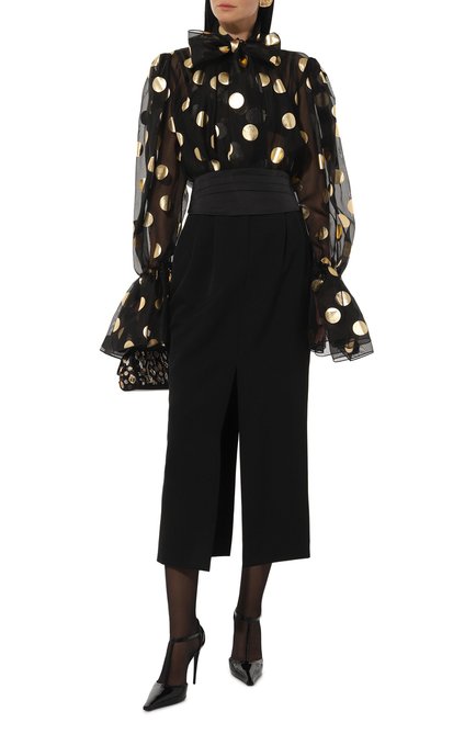Женские кожаные туфли mun 105 DOLCE & GABBANA черного цвета, арт. CD1883/A1471 | Фото 2 (Материал внешний: Натуральная кожа; Каблук высота: Высокий; Драгоценные камни: Проставлено; Материал сплава: Проставлено; Материал внутренний: Натуральная кожа; Подошва: Плоская)
