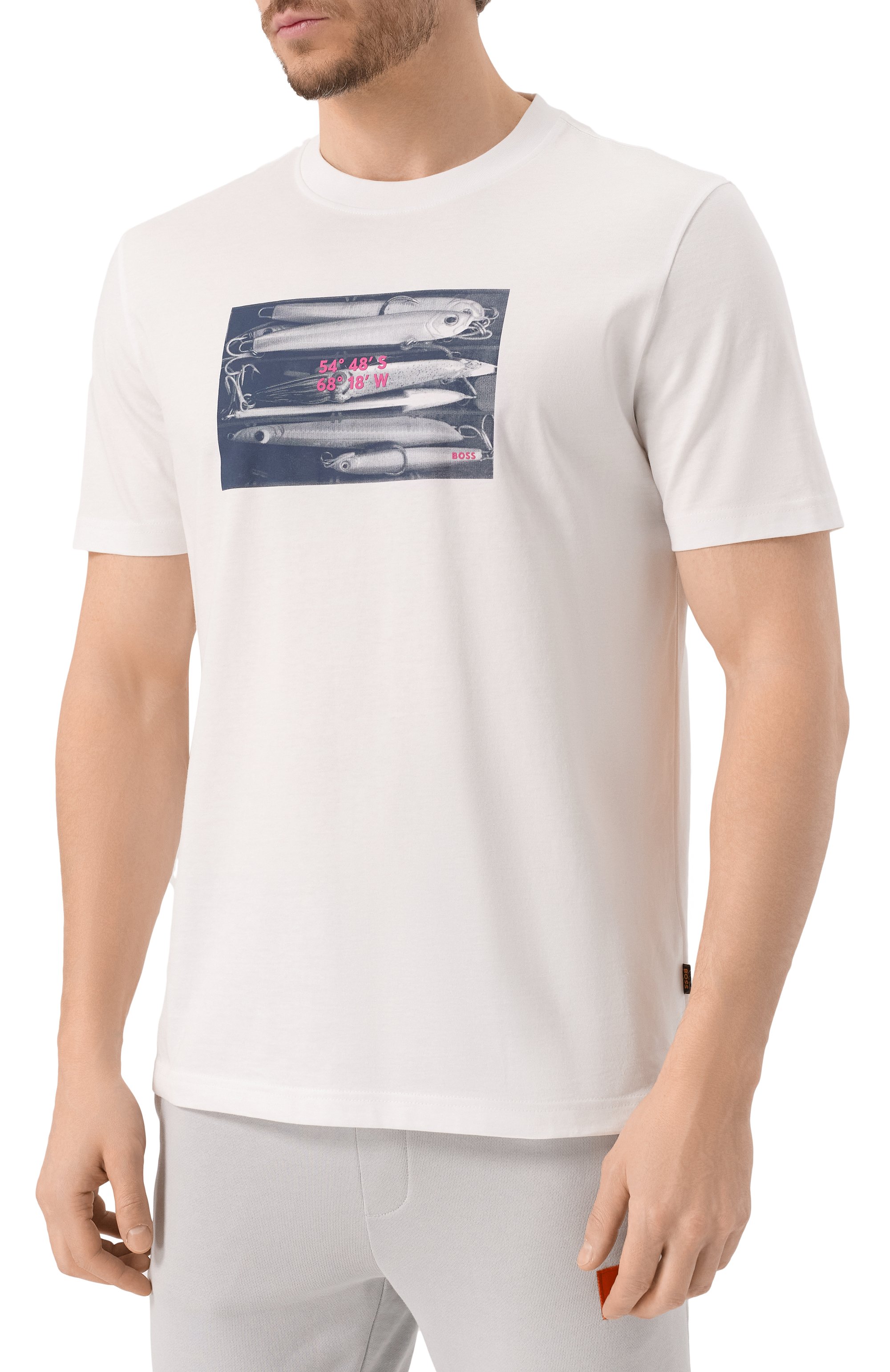 Хлопковая футболка BOSS ORANGE белого цвета по цене 7490 руб., арт. 50539194, фото 3 Хлопковая футболка BOSS ORANGE, арт. 50539194, фото 3