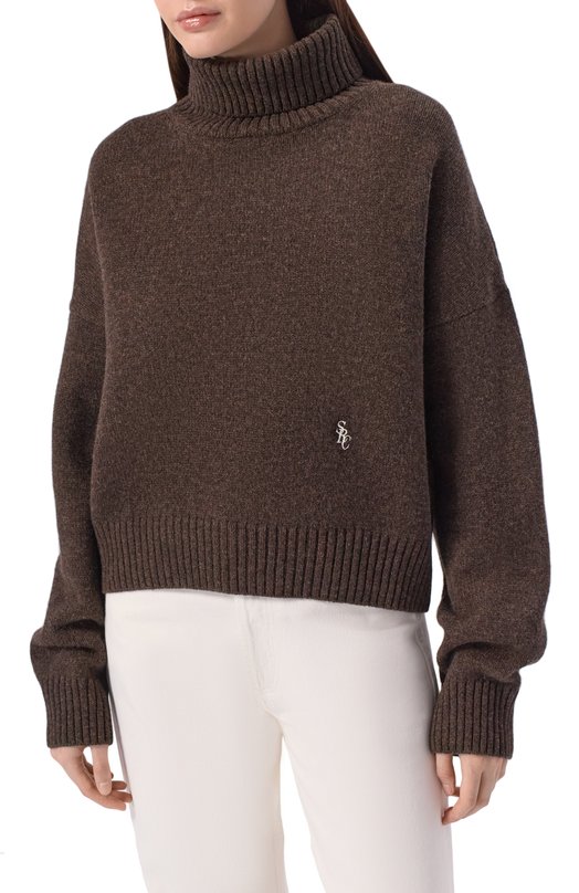 Шерстяной свитер Sporty and Rich WS06465302BR03 Коричневый  WS06465302BR03 Фото 3