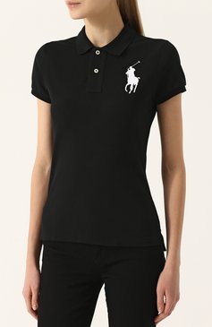 Женское хлопковое поло с вышитым логотипом бренда POLO RALPH LAUREN черного цвета, арт. 211505656 | Фото 3 (Длина (для топов): Стандартные; Материал внешний: Хлопок; Статус проверки: Проверено, Проверена категория; Рукава: Короткие; Стили: Кэжуэл; Материал сплава: Проставлено, Проверено; Драгоценные камни: Проставлено)