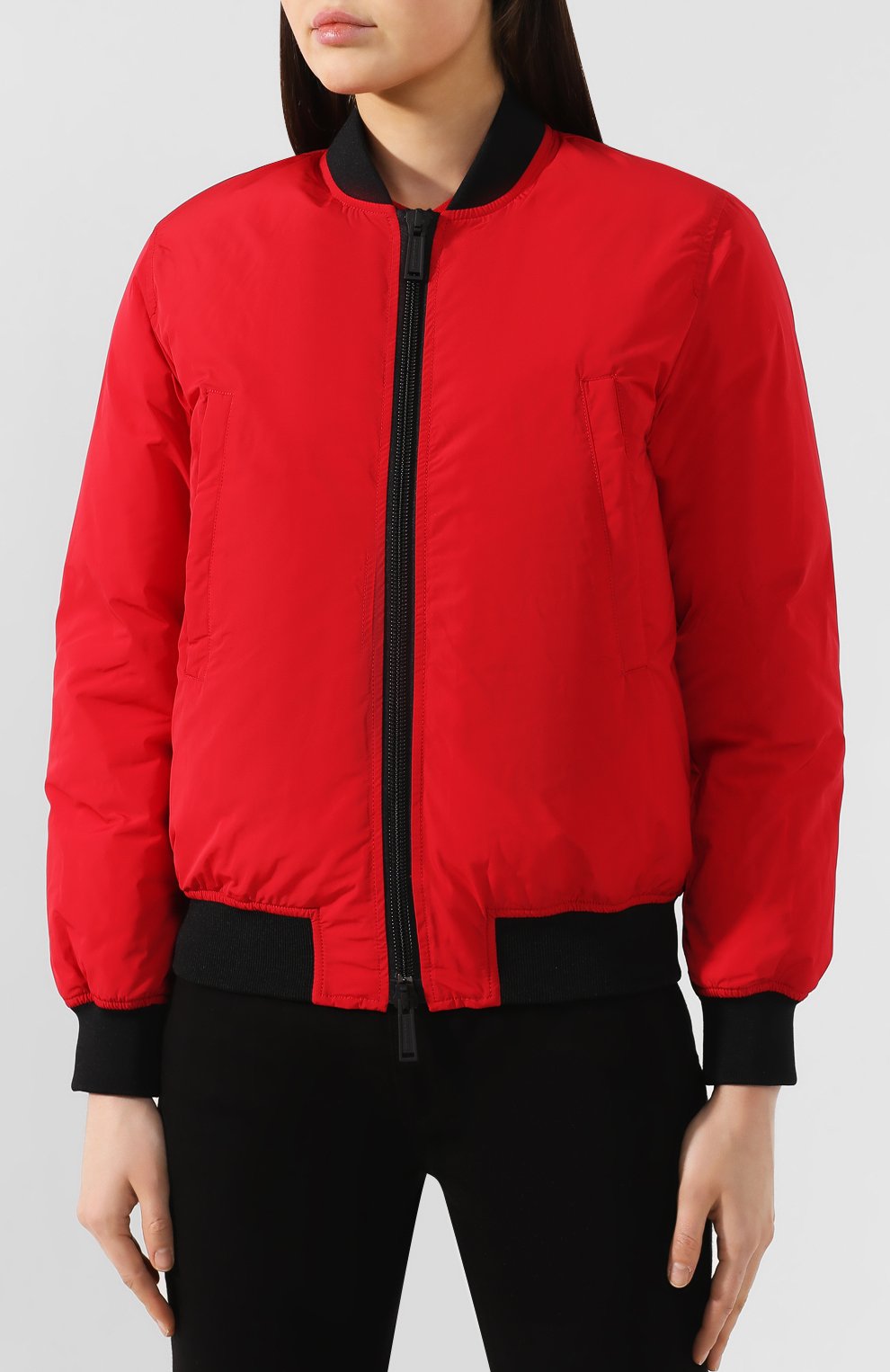 Пуховый бомбер DSQUARED2 красного цвета по цене 52050 руб., арт. S75AM0686/S52109, фото 3 Пуховый бомбер DSQUARED2, арт. S75AM0686/S52109, фото 3