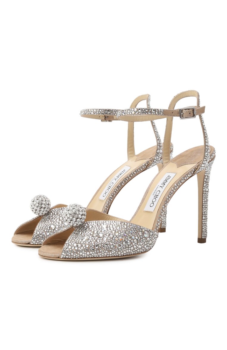 Женские кожаные босоножки sacora 100 JIMMY CHOO серебряного цвета, арт. SAC0RA 100/PHZ | Фото 1 (Подошва: Плоская; Материал внешний: Натуральная кожа; Каблук высота: Высокий; Материал внутренний: Натуральная кожа; Каблук тип: Шпилька)