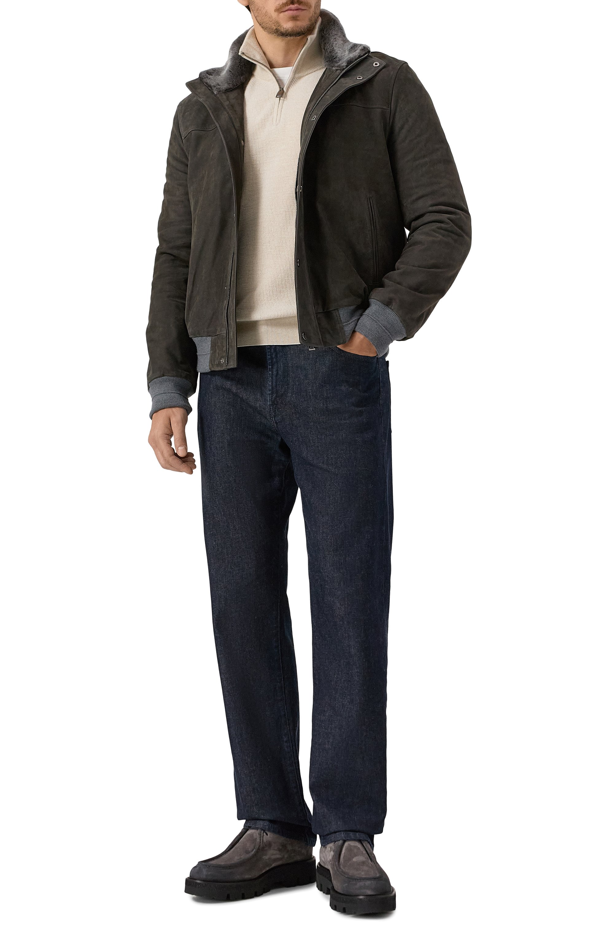 Замшевый бомбер с отделкой из овчины ANDREA CAMPAGNA, арт. 25U817-L27S29X, фото 2