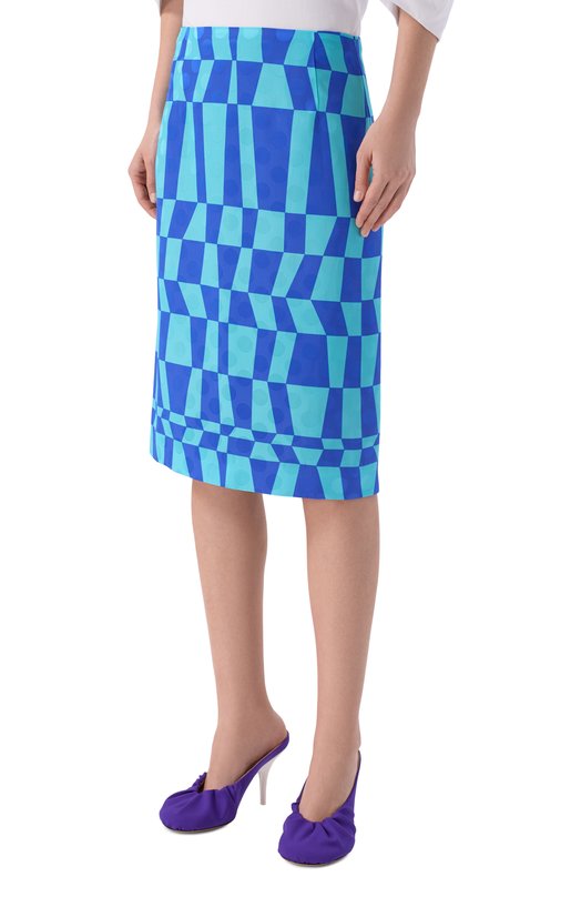 Юбка из вискозы Dries Van Noten 010896/3034 Голубой  010896/3034 Фото 3