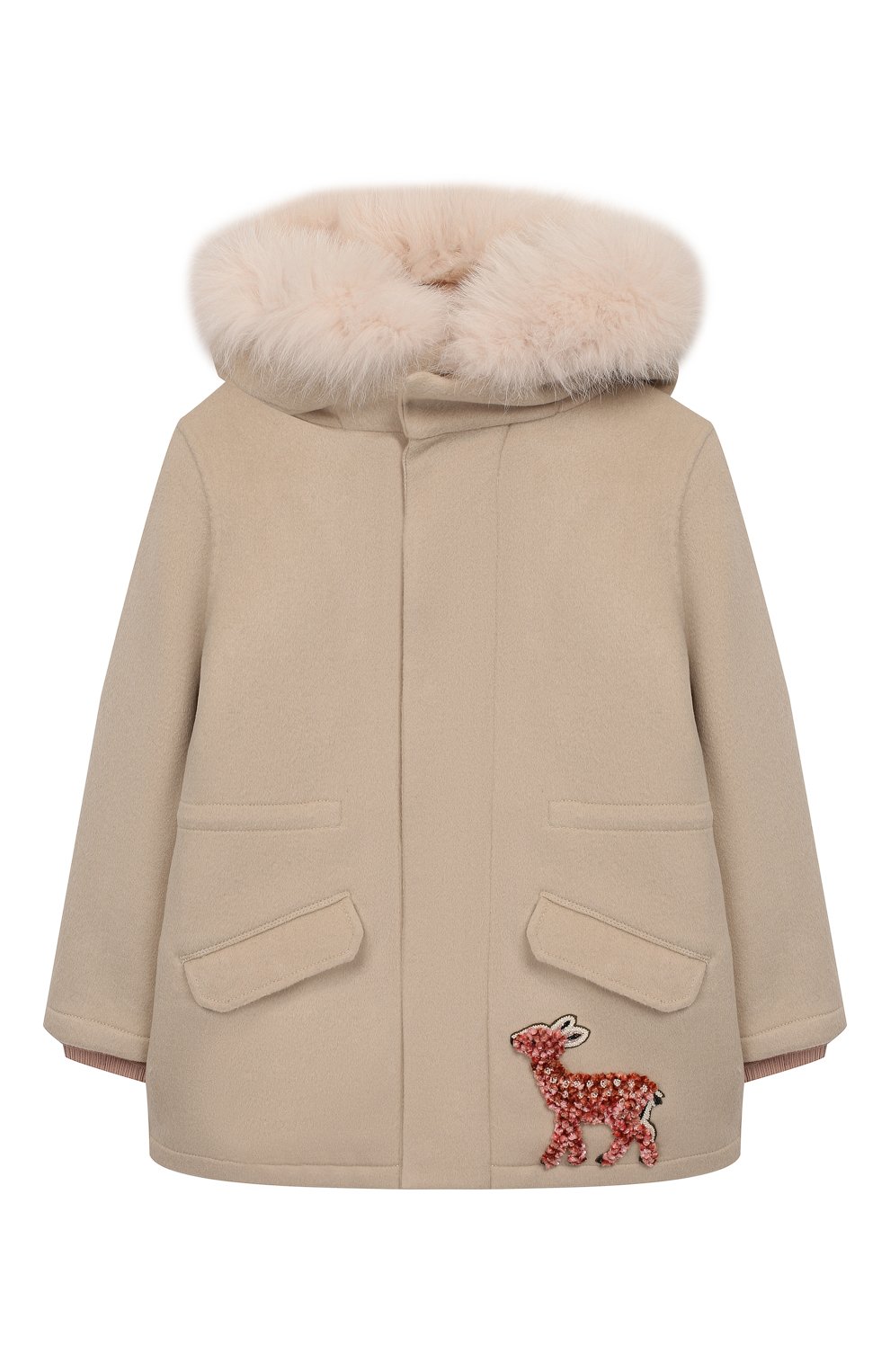 Шерстяная парка с меховой отделкой YVES SALOMON ENFANT, арт. 20WEM006XXCD01/4-6, фото 1