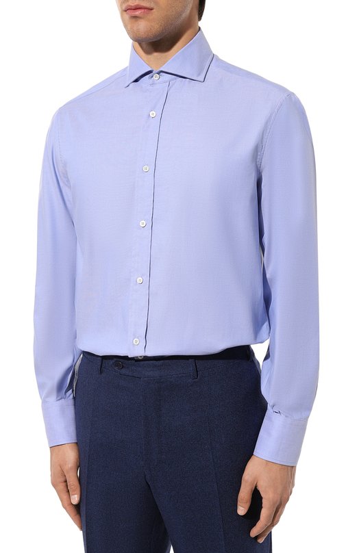 Хлопковая сорочка Brunello Cucinelli MB6970028 Синий  MB6970028 Фото 4