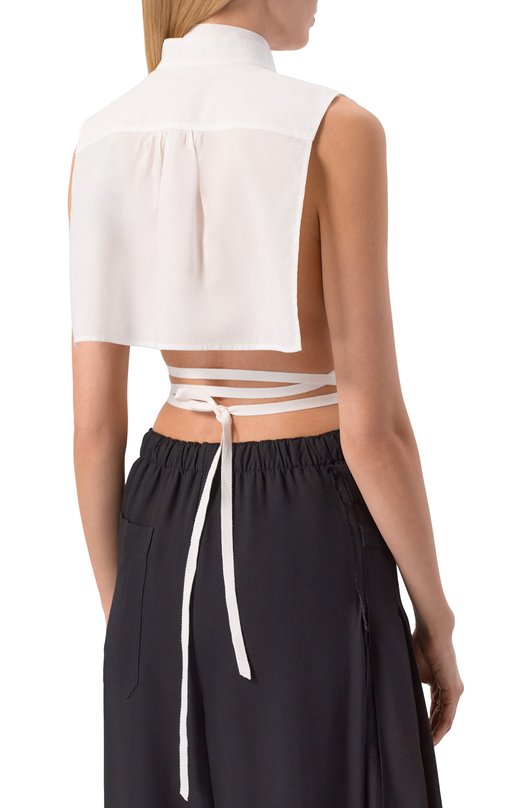Хлопковый топ Ann Demeulemeester B0013809/FA026 Белый  B0013809/FA026 Фото 4