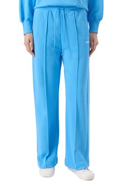 Женские хлопковые брюки MSGM голубого цвета, арт. 3841MDP78/257000 | Фото 3 (Драгоценные камни: Проставлено; Материал сплава: Проставлено; Длина (брюки, джинсы): Стандартные; Женское Кросс-КТ: Брюки-одежда; Силуэт Ж (брюки и джинсы): Широкие; Стили: Спорт-шик; Материал внешний: Хлопок)