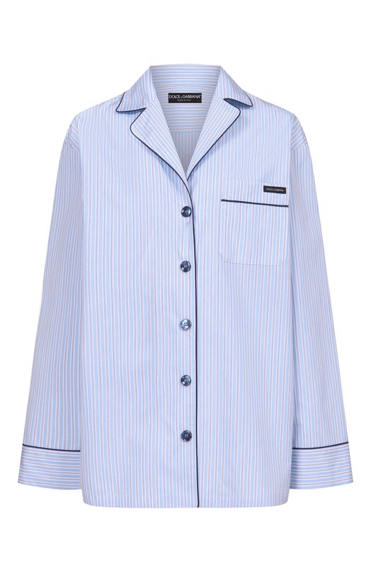 Рубашка из хлопка и шелка Dolce & Gabbana F5U37T/FR510 Голубой F5U37T/FR510