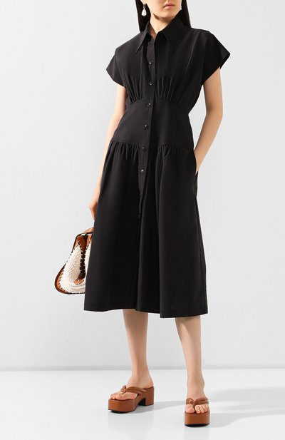 Хлопковое платье LOW CLASSIC черного цвета по цене 33400 руб., арт. L0W20SS_DR05BK, фото 2 Хлопковое платье LOW CLASSIC, арт. L0W20SS_DR05BK, фото 2