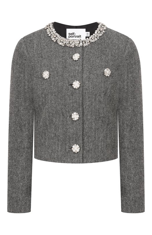 Жакет с отделкой стразами self-portrait RS26038JAGR Серый RS26038JAGR