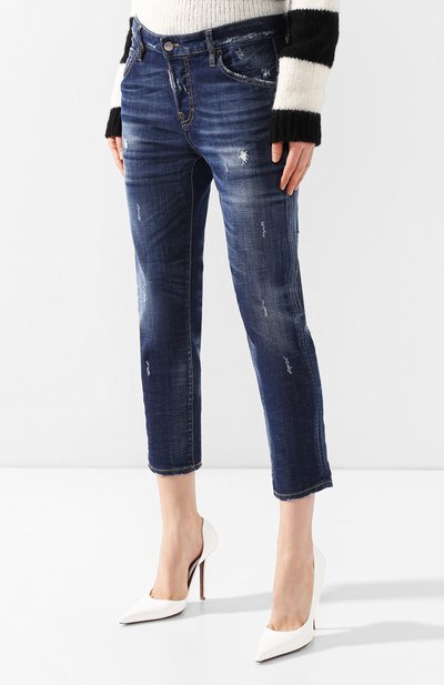 Джинсы с потертостями DSQUARED2 голубого цвета по цене 29850 руб., арт. S72LB0196/S30342, фото 3 Джинсы с потертостями DSQUARED2, арт. S72LB0196/S30342, фото 3