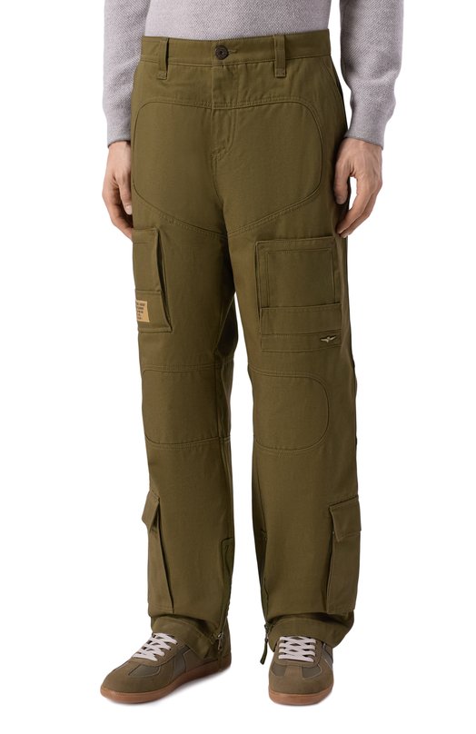 Хлопковые брюки-карго Aeronautica Militare PA1696UCT04240 Хаки  PA1696UCT04240 Фото 3