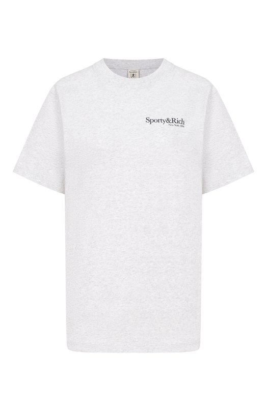 Хлопковая футболка Sporty and Rich T004362175GY03 Серый T004362175GY03