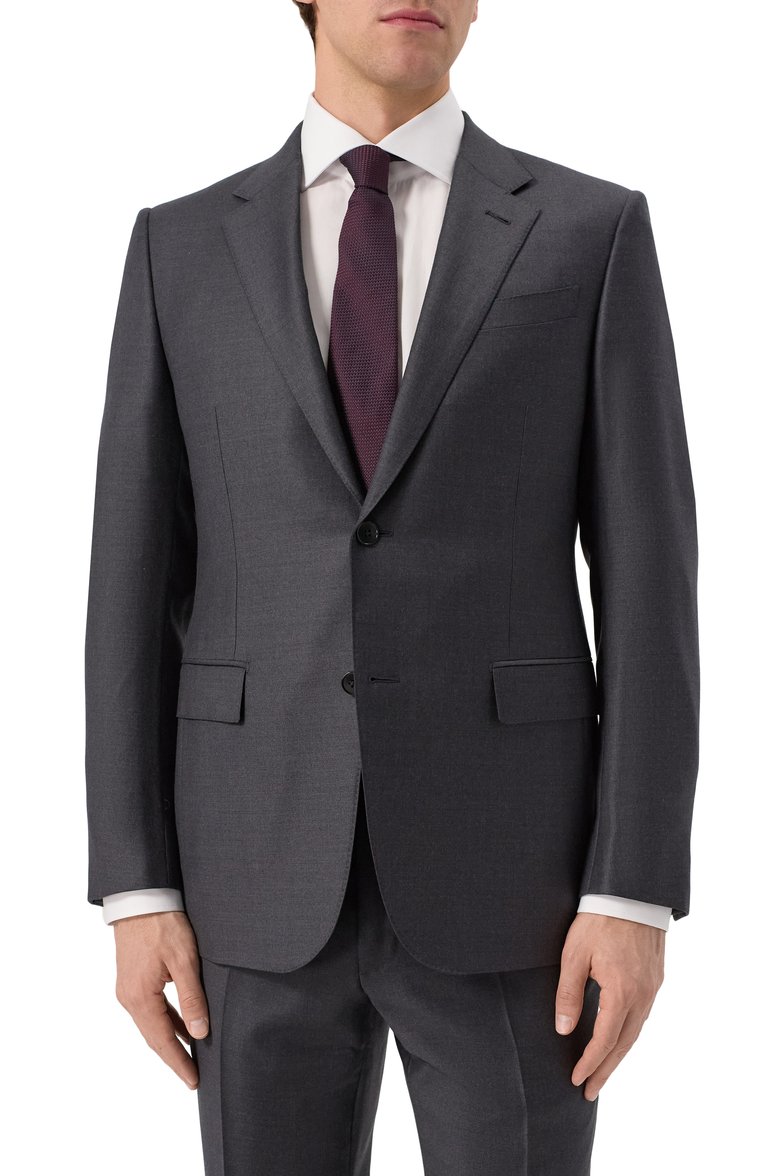 Мужской шерстяной костюм ZEGNA темно-серого цвета, арт. 221225/C22684 | Фото 4 (Материал внешний: Шерсть; Рукава: Длинные; Костюмы М: Однобортный; Стили: Классический)