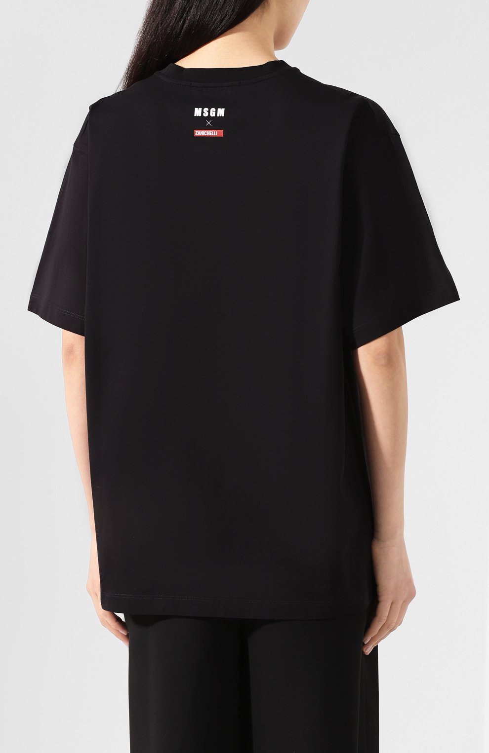 Хлопковая футболка MSGM черного цвета по цене 15150 руб., арт. 2842MDM204 207498, фото 4 Хлопковая футболка MSGM, арт. 2842MDM204 207498, фото 4