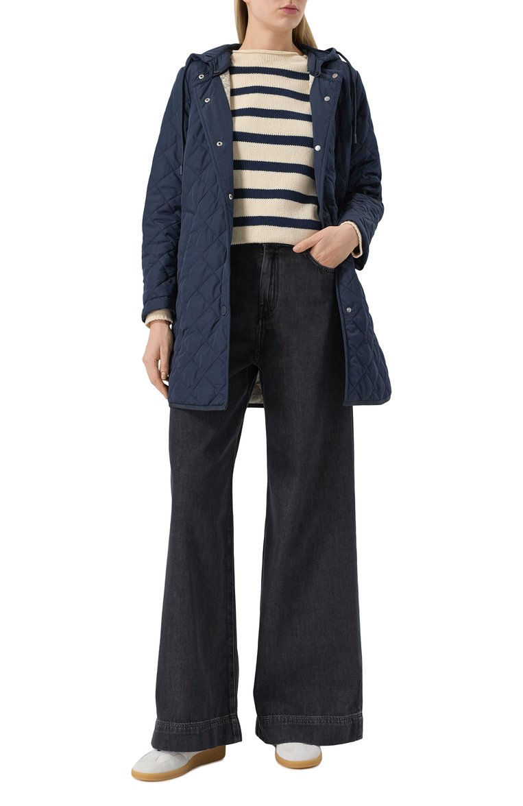 Женский свитер WEEKEND MAX MARA кремового цвета, арт. VIB0 | Фото 2 (Длина (для топов): Стандартные; Материал внешний: Хлопок, Синтетический материал; Автоматизация состава: Проставлено; Автоматизация ТО: Проставлено; Рукава: Длинные; Женское Кросс-КТ: Свитер-одежда; Стили: Кэжуэл)