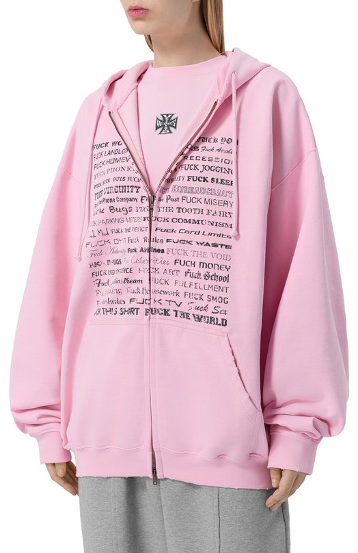 Хлопковая толстовка VETEMENTS ME76ZU209PX/1302 M0LLET0N Розовый  ME76ZU209PX/1302 M0LLET0N Фото 3
