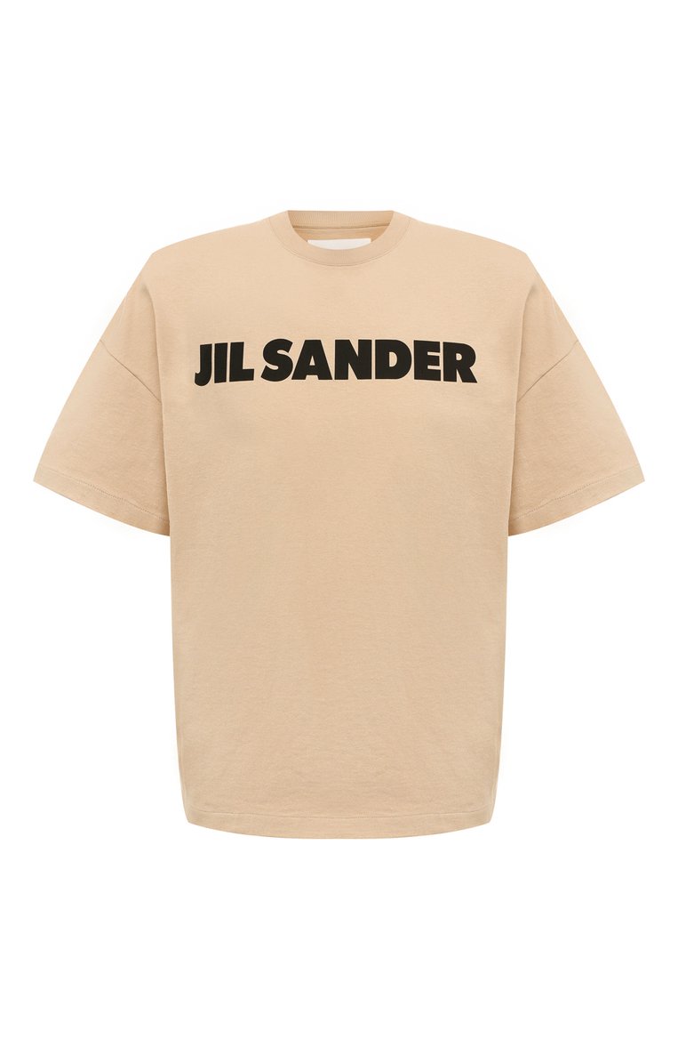 Мужская хлопковая футболка JIL SANDER бежевого цвета, арт. J21GC0001/J20215 | Фото 1 (Длина (для топов): Стандартные; Материал внешний: Хлопок; Рукава: Короткие; Стили: Минимализм; Принт: С принтом; Мужское Кросс-КТ: Футболка-одежда; Кросс-КТ: Джерси)