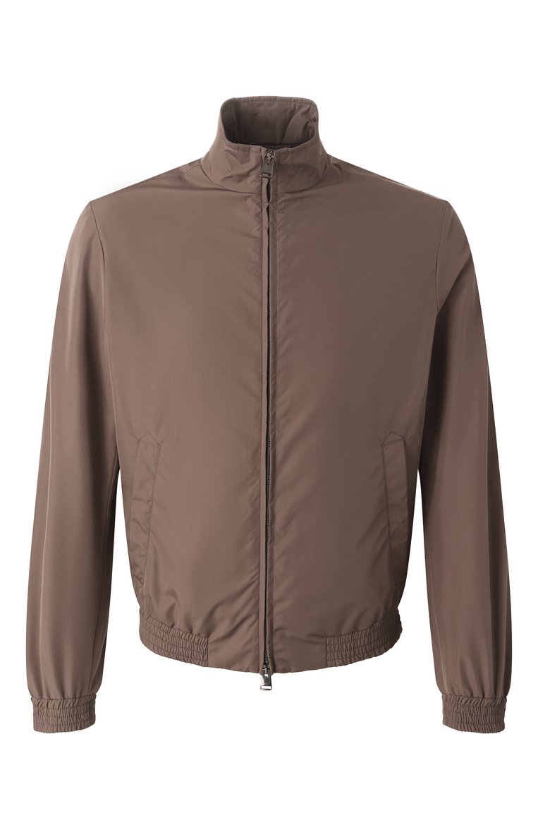 Мужской бомбер CANALI коричневого цвета, арт. 040988U/G02321 | Фото 1 (Драгоценные камни: Проставлено; Рукава: Длинные; Длина (верхняя одежда): Короткие; Материал сплава: Проставлено; Стили: Кэжуэл; Принт: Без принта; Кросс-КТ: бомбер; Материал внешний: Синтетический материал)