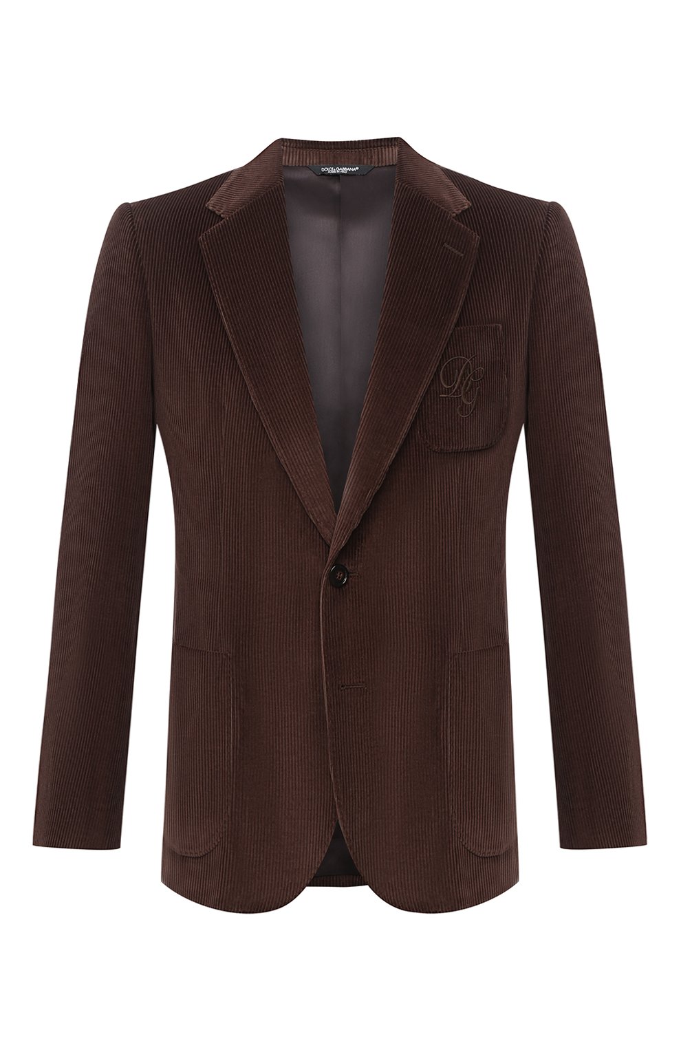 Вельветовый пиджак DOLCE & GABBANA коричневого цвета по цене 231000 руб., арт. G20S5Z/FUVB2, фото 1 Вельветовый пиджак DOLCE & GABBANA, арт. G20S5Z/FUVB2, фото 1