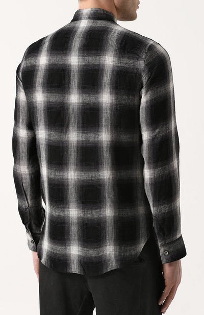 Льняная рубашка в клетку KAZUYUKI KUMAGAI черного цвета по цене 36700 руб., арт. KS81-056, фото 4 Льняная рубашка в клетку KAZUYUKI KUMAGAI, арт. KS81-056, фото 4