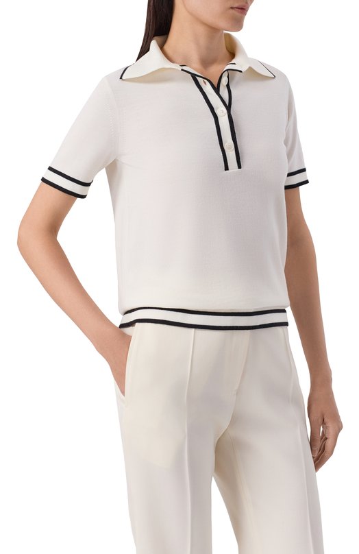 Шерстяное поло Kiton D61704 Чёрно-белый  D61704 Фото 3